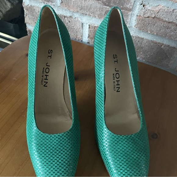 St. John Shoes - St. John Teal Textured Heels
